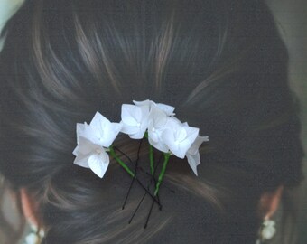 Horquillas de hortensia blanca (juego de 3): accesorio para el cabello de boda
