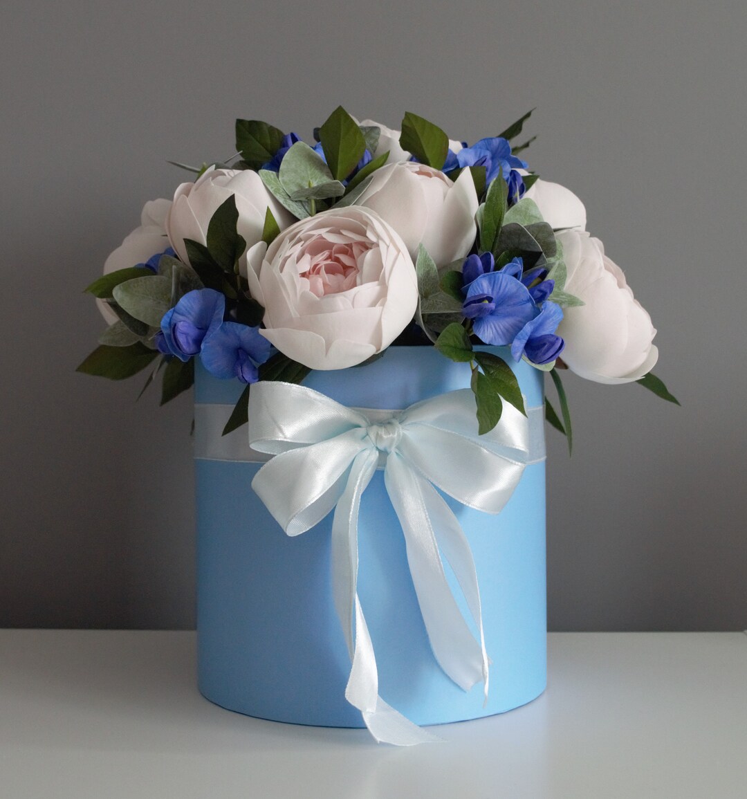 Gift Box With Fake Flowers. Real Touch Peonies. Etsy