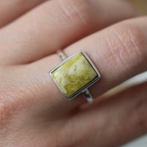 Iona Marble | 925 Silver Ring with Scottish Green Marble