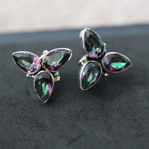 Mystic Topaz Stud  Earrings | 925 Sterling Silver