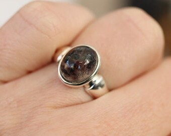 Anillo de cuarzo rutilado 925 plata de ley