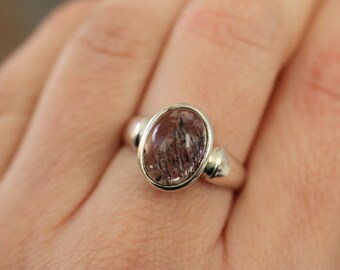 Anillo de cuarzo rutilado 925 plata de ley