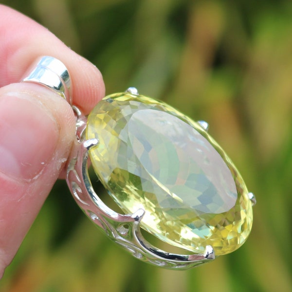 Lemon Quartz Pendant 925 Sterling Silver