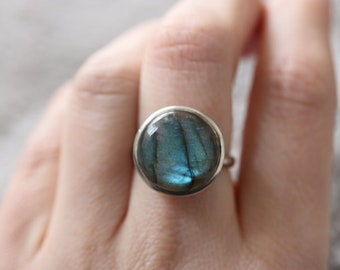 Labradorite Adjustable Ring 925 Sterling Silver | Adjustable Size 7-10 US / O-U UK