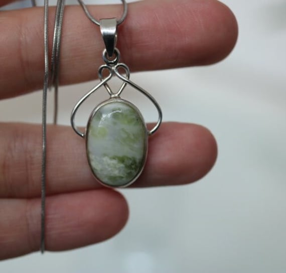 Scottish Green Marble 92.5 Sterling Silver Pendant