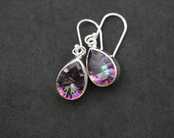 Stella Borchie Rotondo Topazio Mistico Donna Orecchini 925 Argento - Foto 2