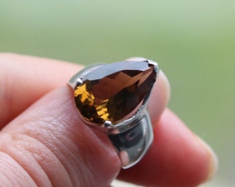 Anello in quarzo fumé / Argento Sterling 925