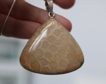 Brown Coral Pendant 925 Sterling Silver