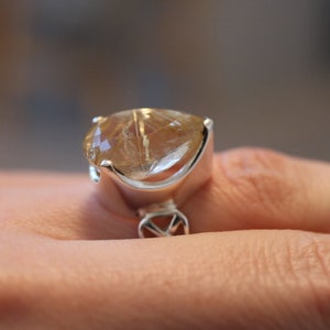 Rutilated Quartz Ring 925 Sterling Silver
