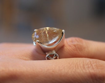 Anillo de cuarzo rutilado 925 plata de ley