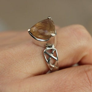 Rutilated Quartz Ring 925 Sterling Silver