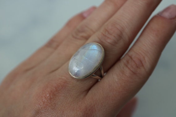 Rainbow moonstone silver ring sale