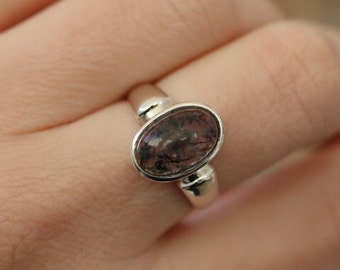 Anillo de cuarzo rutilado 925 plata de ley