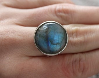 Adjustable Labradorite Ring 925 Sterling Silver | Adjustable  Size 7-10 US / O-U UK