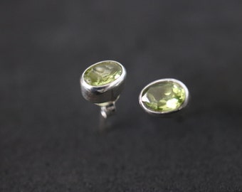 Peridot 925 Sterling Silver Stud Earrings