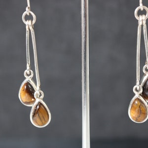Tiger&#39;s Eye 925 Sterling Silver Earrings