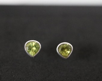 Peridot 925 Sterling Silver Stud Earrings