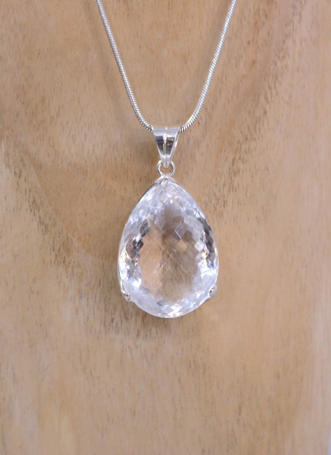 Clear Quartz Pendant 925 Sterling Silver Etsy