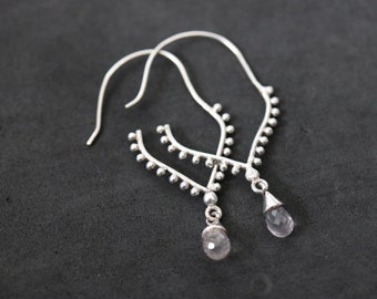 Rose Quartz Earrings 925 Sterling Silver