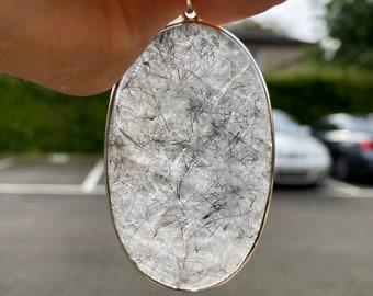 Tourmalinated Quartz Pendant 925 Sterling Silver