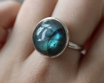 Labradorite 925 Silver Adjustable Ring