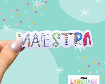 Maestra Sticker | Spanish Sticker | Spanish Teacher | Bilingual Teacher Gift | Vinyl Sticker | Laptop Water Bottle Decal | Back to School