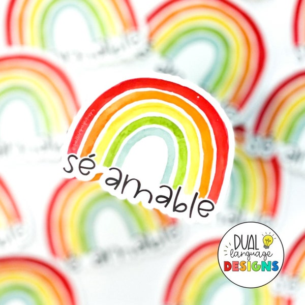 Se amable vinyl sticker | kindness | Spanish Teacher Gift | Rainbow laptop decal | be kind | Acrylic charm | tassel keychain | Pride |