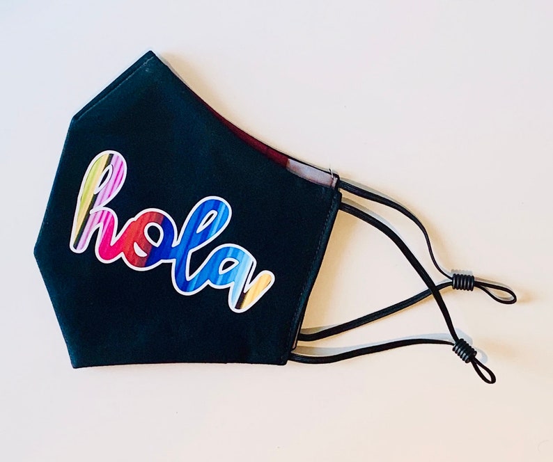 Hola Face Mask Adjustable Mask Mascarilla Spanish Etsy
