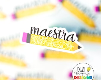 Maestra Floral Pencil Vinyl Sticker