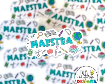 Maestra sticker | Spanish vinyl sticker | bilingual teacher gift | laptop decal | dual language | calcomania | all subjects | elementary