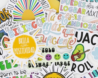 Spanish Vinyl Stickers | bilingual stickers | teacher | Spanish class decals | water bottle decals | laptop stickers