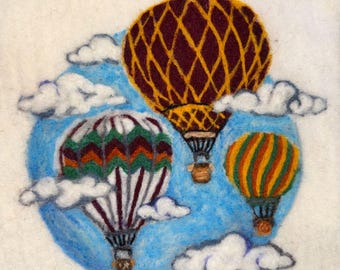 Hot Air Balloon Beginner Needle Felting Kit, Wool Art Craft Supply