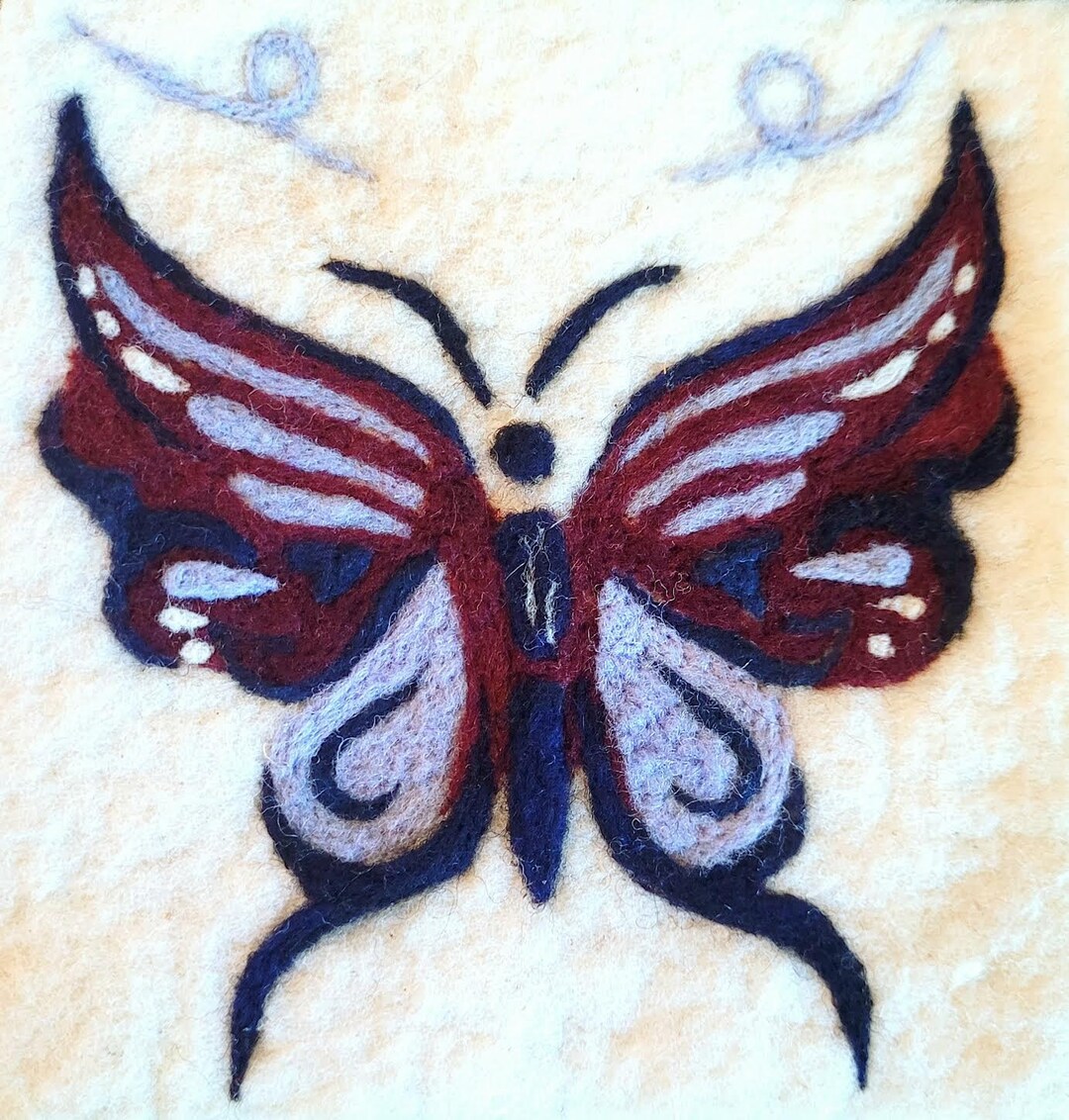 Butterfly Needle Felt Painting Kit Beginner Wool Felting Etsy