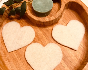 Wool Face Cloths: Heart Makeup Remover Sponges, Natural Exfoliating Washcloths