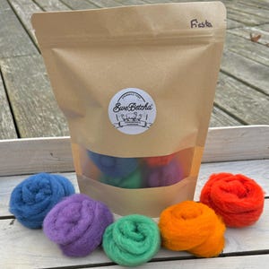 Hand Dyed Wool Roving: Multicolored Rambouillet Targhee Wool for Felting