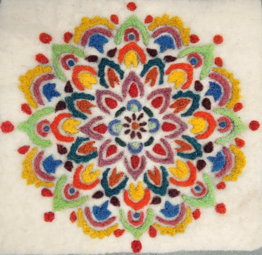 Mandala Needle Felt Painting Kit Beginner Wool Felting Felted Picture
