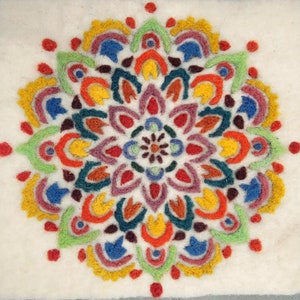 Mandala Needle Felt Painting Kit- Beginner Wool Felting- Felted Picture Kit