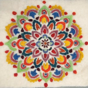 Mandala Needle Felt Painting Kit- Beginner Wool Felting- Felted Picture Kit