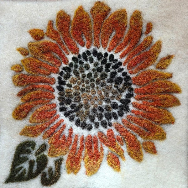Sunflower Needle Felting Painting Kit- Beginner Wool Felting Kit- Felted Picture Kit