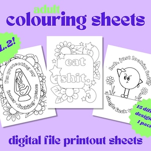 Hojas para colorear de palabrotas para adultos (archivo digital) - Páginas divertidas para colorear con palabrotas para adultos - Imprimible divertido para colorear - Actividad de autocuidado