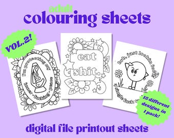 Adult Swear Word Coloring Sheets: Groovy Designs (Digital Files)