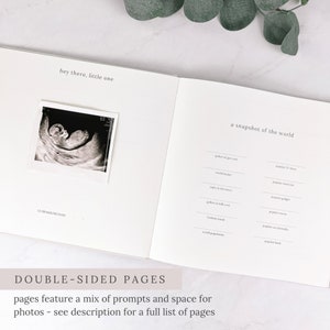 Personalized Baby Book Neutral Hardcover Customized Baby's First Years Keepsake Journal Pregnancy through 5 years Script Design image 4