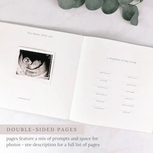 Livre personnalisé pour bébé, fleurs de naissance, couverture rigide neutre personnalisée, journal souvenir pour les premières années de bébé, de la grossesse à 5 ans image 4