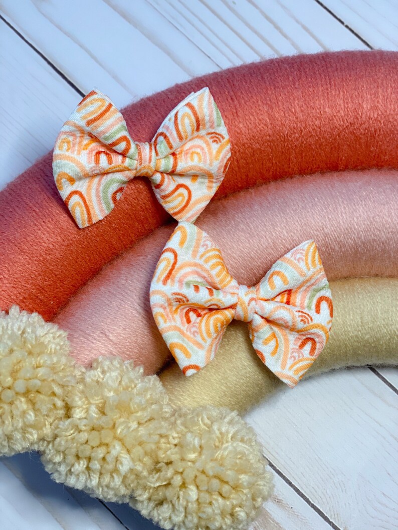 RAINBOW BOW Liverpoolbullet fabric bow Fall headwrap Soft baby bow Messy bun bow Newborn head wrap Sister set bows