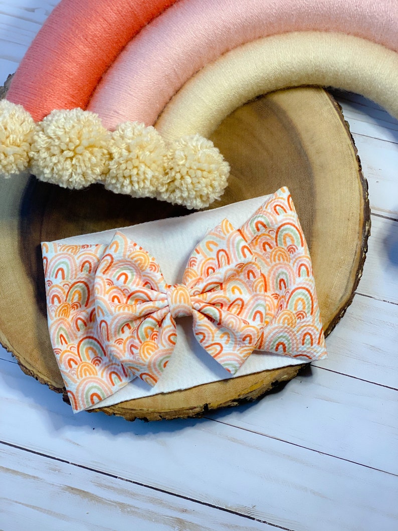 RAINBOW BOW Liverpoolbullet fabric bow Fall headwrap Soft baby bow Messy bun bow Newborn head wrap Sister set bows