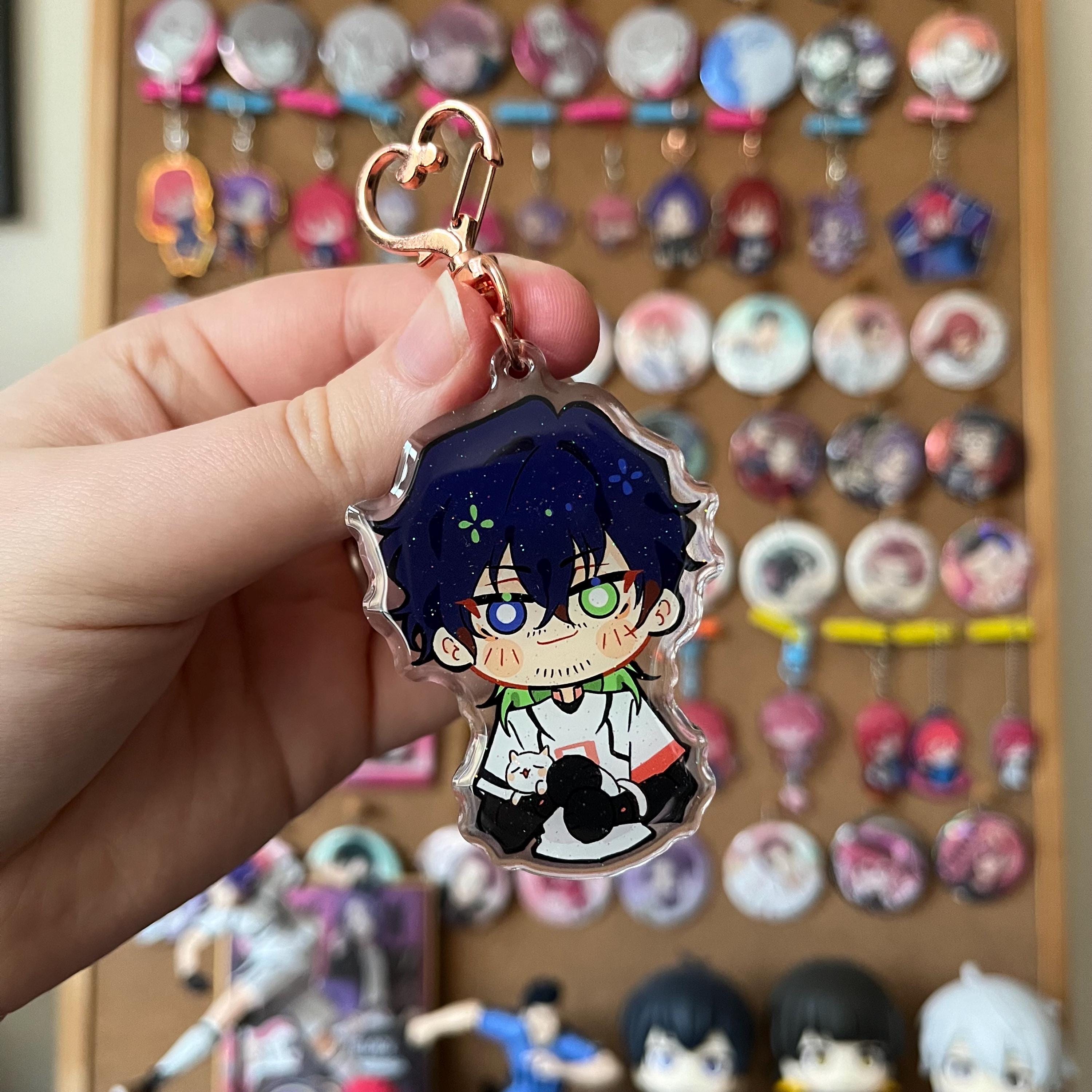 Blue Lock Oliver Aiku Keyring / Double Sided Glitter Epoxy Charm