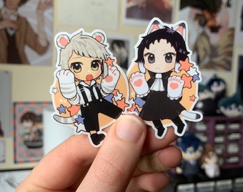 Bungou Stray Dogs BSD Inspired Stickers / Atsushi / Akutagawa / Cat Stickers / Anime Sticker Packs / Neko / Cat Ears
