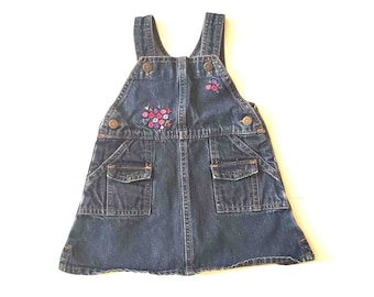 Vintage OshKosh Baby Toddler Dress 12M,Retro Blue Denim Kids Clothing,Denim Overalls,Pre-Owned Sustainable Kids Fashion,Secondhand Thrift