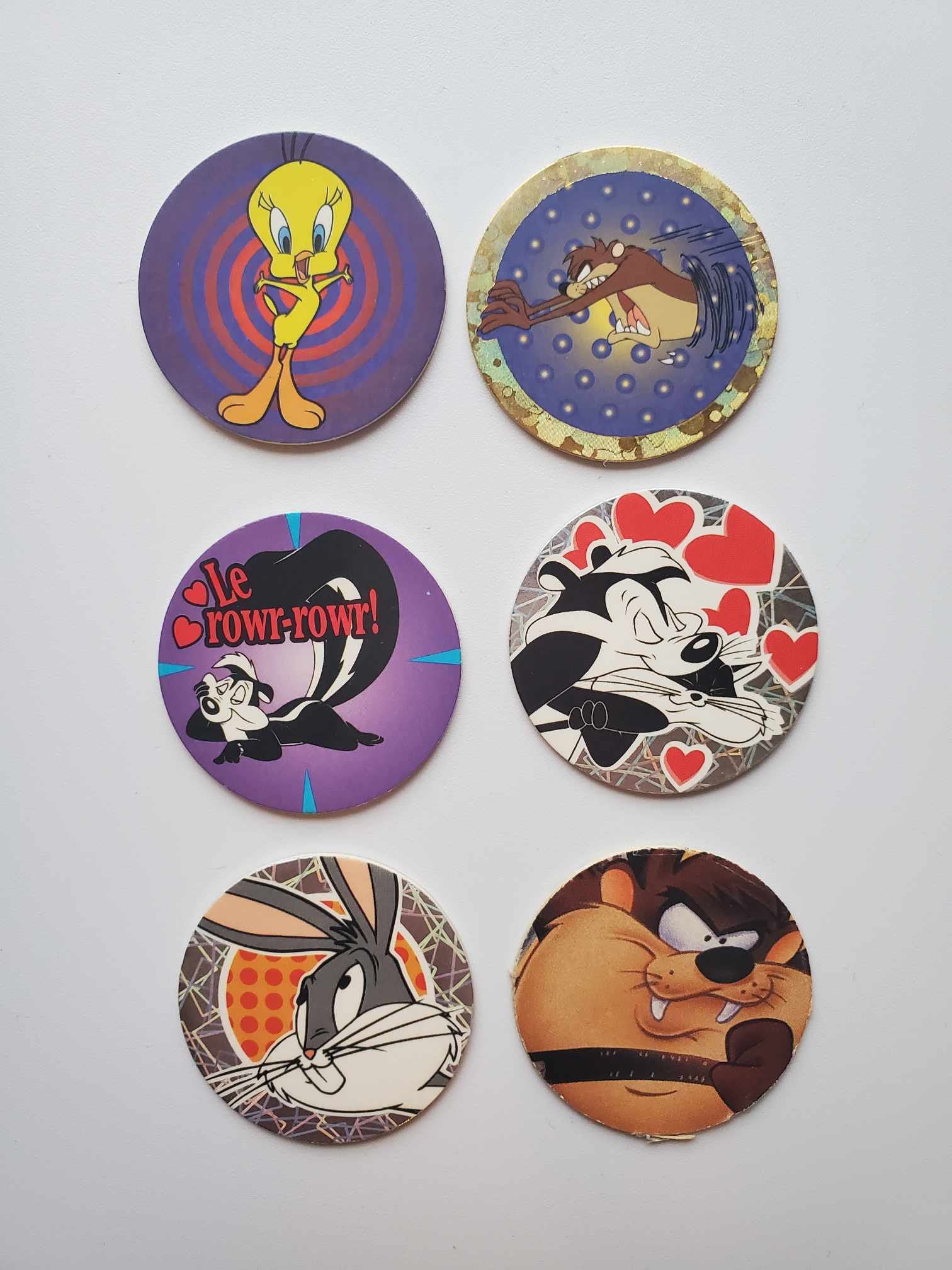Vintage Looney Tunes Pogs,rare Set of 6 Collectable Nostalgic Milk Caps ...