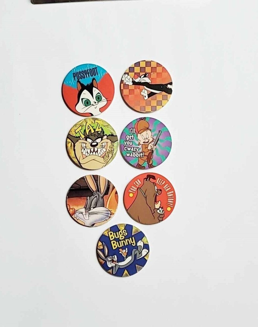 Vintage Looney Tunes POGS Set of 7 Milk Caps 1990s Retro Etsy